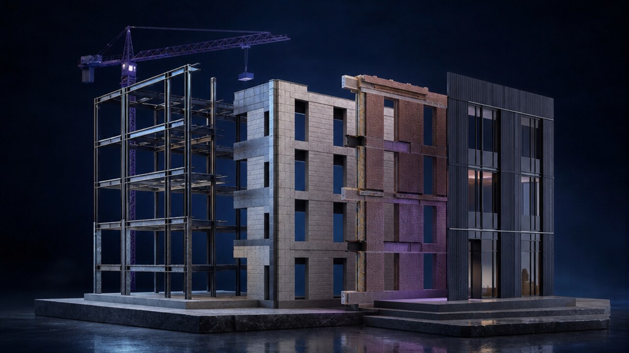 Posicionamiento en ChatGPT para Construcción especializada: enfoque de GEOMOND Sección constructiva en miniatura con estructura y cerramientos diferenciados.